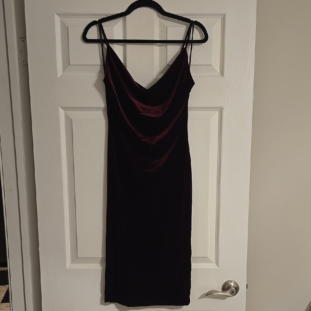 Elegant Burgundy Crushed Velvet Dress